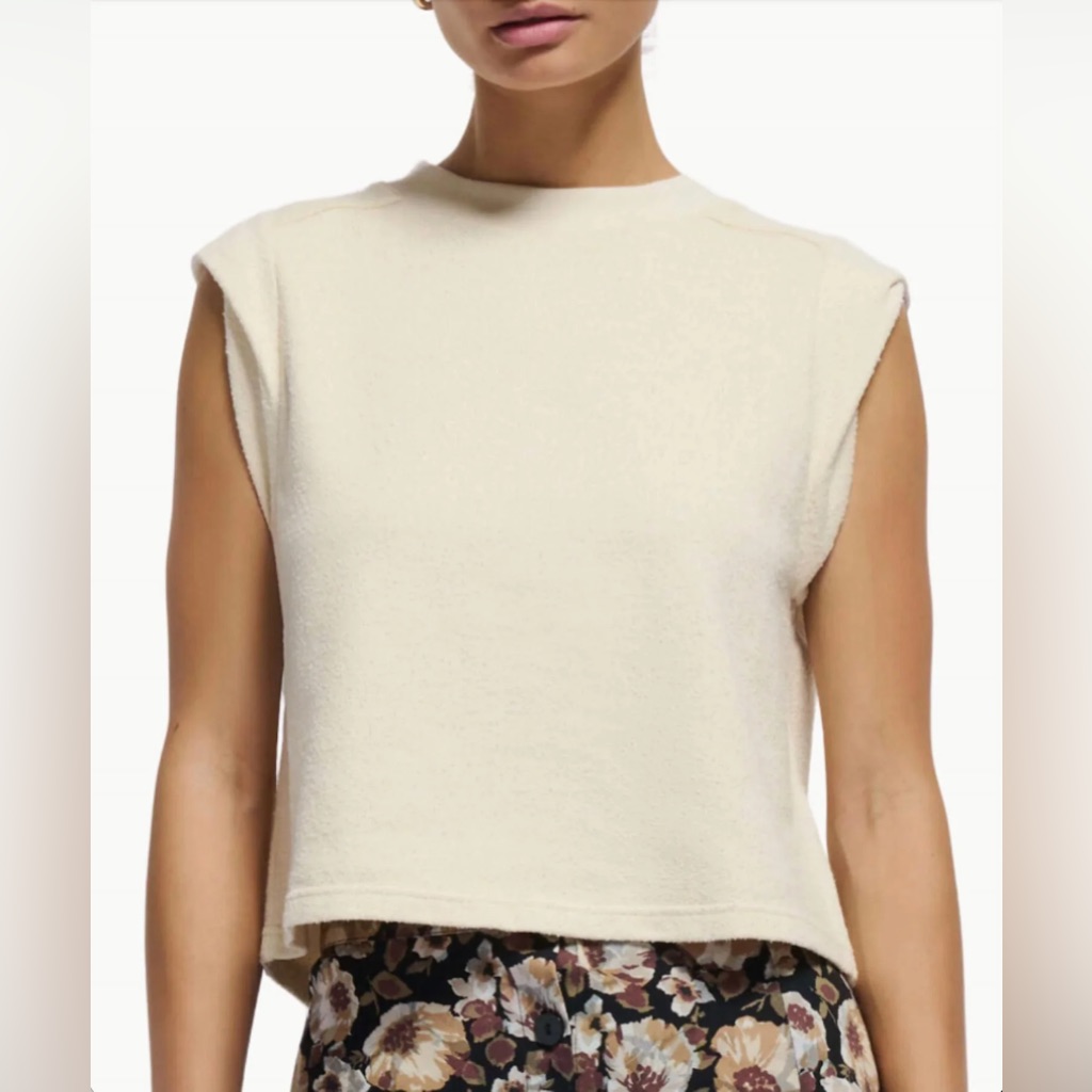 Nation Ltd Mae Rolled Sleeve Knit Tank In Cream Size Medium